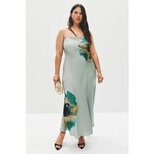 Hutch Green Abstract Lisa Maxi Dress with Fabric Pull